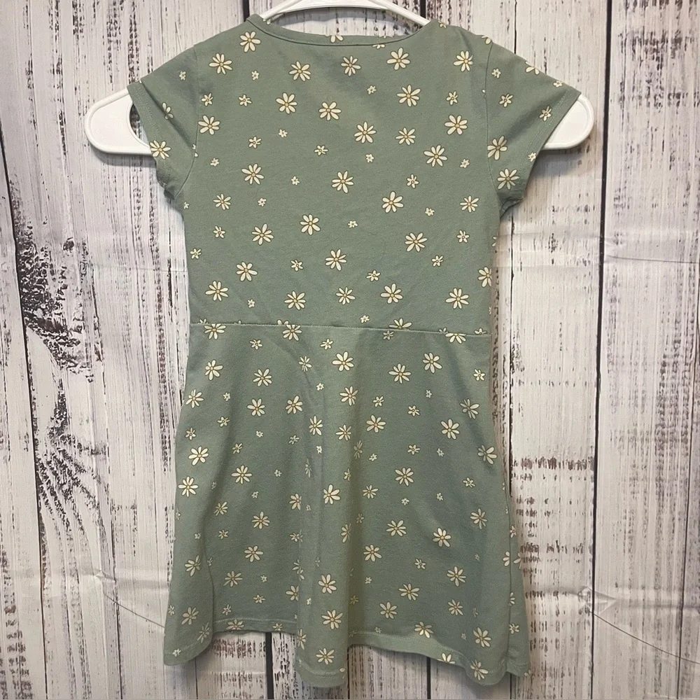 Wonder Nation‎ Girls Daisy Dress Green Floral XS 4/5 Short Sleeve